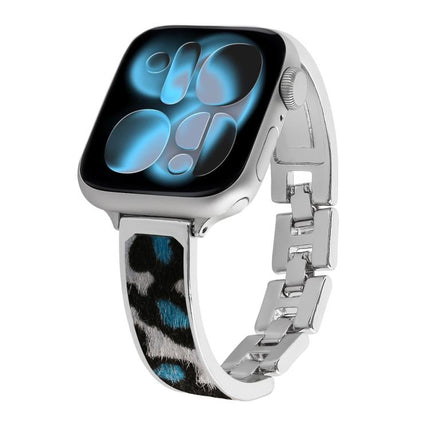 Leopard Print Bracelet Alloy Watch Band, For Apple Watch 46mm / 49mm / 45mm / 44mm, For Apple Watch 42mm / 41mm / 40mm / 38mm - DealBuddy