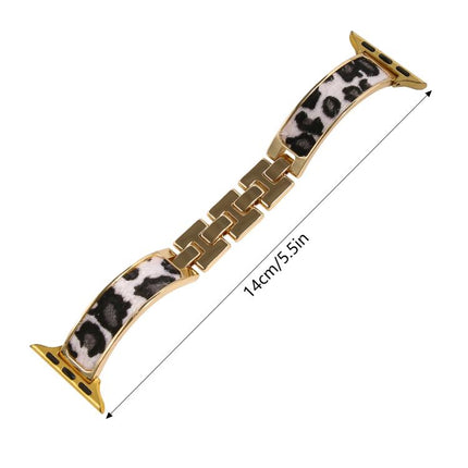 Leopard Print Bracelet Alloy Watch Band, For Apple Watch 46mm / 49mm / 45mm / 44mm, For Apple Watch 42mm / 41mm / 40mm / 38mm - DealBuddy