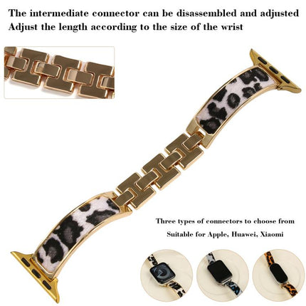 Leopard Print Bracelet Alloy Watch Band, For Apple Watch 46mm / 49mm / 45mm / 44mm, For Apple Watch 42mm / 41mm / 40mm / 38mm - DealBuddy