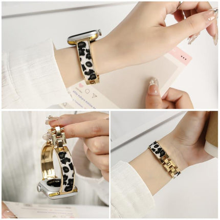 Leopard Print Bracelet Alloy Watch Band, For Apple Watch 46mm / 49mm / 45mm / 44mm, For Apple Watch 42mm / 41mm / 40mm / 38mm - DealBuddy