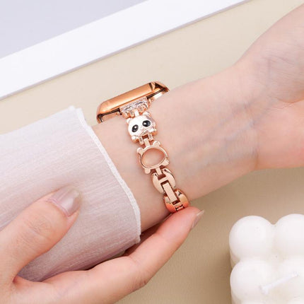 xDfind Red Panda Shaped Diamond Metal Watch Band
