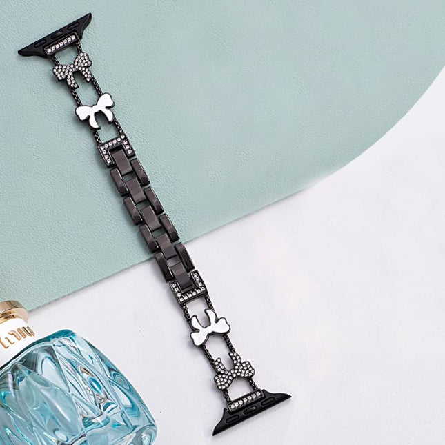 xDfind Bowknot Chain Bracelet Diamond Metal Watch Band
