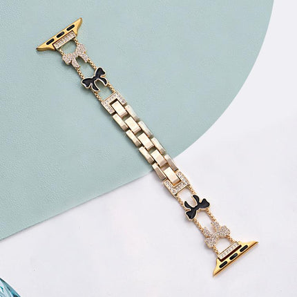 xDfind Bowknot Chain Bracelet Diamond Metal Watch Band