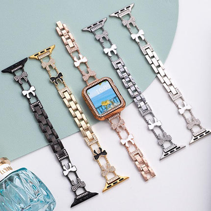 xDfind Bowknot Chain Bracelet Diamond Metal Watch Band