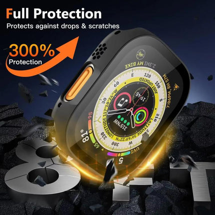 xDfind Tempered Glass Film Integrated PC Watch Cover, For Apple Watch Ultra 3 / 2 / 1 49mm, For Apple Watch Series 9 / 8 / 7 45mm, For Apple Watch Series 9 / 8 / 7 41mm, For Apple Watch Series 3 / 2 / 1 38mm - DealBuddy