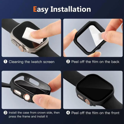 xDfind Tempered Glass Film Integrated PC Watch Cover, For Apple Watch Ultra 3 / 2 / 1 49mm, For Apple Watch Series 9 / 8 / 7 45mm, For Apple Watch Series 9 / 8 / 7 41mm, For Apple Watch Series 3 / 2 / 1 38mm - DealBuddy