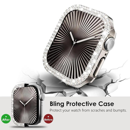 xDfind Double Row Diamond Hollow PC Watch Cover, For Apple Watch Series 9 / 8 / 7 45mm, For Apple Watch Series 9 / 8 / 7 41mm, For Apple Watch Series 3 / 2 / 1 38mm, For Apple Watch Series 3 / 2 / 1 42mm - DealBuddy