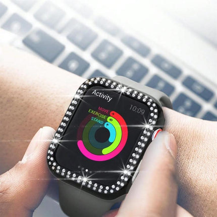 xDfind Double Row Diamond Hollow PC Watch Cover, For Apple Watch Series 9 / 8 / 7 45mm, For Apple Watch Series 9 / 8 / 7 41mm, For Apple Watch Series 3 / 2 / 1 38mm, For Apple Watch Series 3 / 2 / 1 42mm - DealBuddy