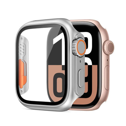 xDfind Change to Ultra 49mm Tempered Glass Film Integrated PC Watch Cover, For Apple Watch Series 6 / 5 / 4 / SE 44mm, For Apple Watch Series 9 / 8 / 7 45mm, For Apple Watch Series 9 / 8 / 7 41mm