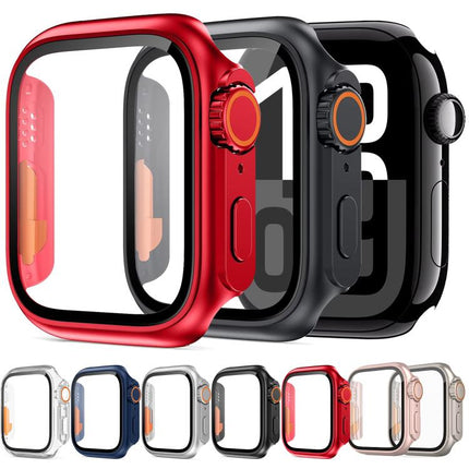 xDfind Change to Ultra 49mm Tempered Glass Film Integrated PC Watch Cover, For Apple Watch Series 6 / 5 / 4 / SE 44mm, For Apple Watch Series 9 / 8 / 7 45mm, For Apple Watch Series 9 / 8 / 7 41mm