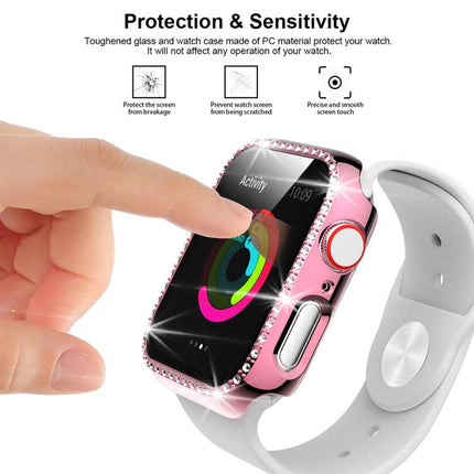 xDfind Single Row Diamond Hollow PC Watch Cover, For Apple Watch Series 11 46mm / 10 46mm, For Apple Watch Series 11 42mm / 10 42mm - DealBuddy
