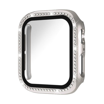 xDfind Single Row Diamond Tempered Glass Film Integrated PC Watch Case, For Apple Watch Series 9 / 8 / 7 45mm, For Apple Watch Series 9 / 8 / 7 41mm, For Apple Watch Series 3 / 2 / 1 38mm, For Apple Watch Series 3 / 2 / 1 42mm - DealBuddy