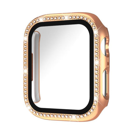 xDfind Single Row Diamond Tempered Glass Film Integrated PC Watch Case, For Apple Watch Series 9 / 8 / 7 45mm, For Apple Watch Series 9 / 8 / 7 41mm, For Apple Watch Series 3 / 2 / 1 38mm, For Apple Watch Series 3 / 2 / 1 42mm - DealBuddy