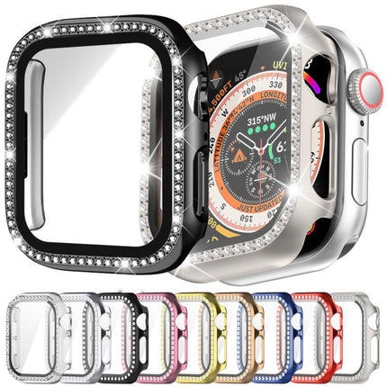 xDfind Single Row Diamond Tempered Glass Film Integrated PC Watch Case, For Apple Watch Series 9 / 8 / 7 45mm, For Apple Watch Series 9 / 8 / 7 41mm, For Apple Watch Series 3 / 2 / 1 38mm, For Apple Watch Series 3 / 2 / 1 42mm - DealBuddy