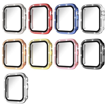 xDfind Single Row Diamond Tempered Glass Film Integrated PC Watch Case, For Apple Watch Series 9 / 8 / 7 45mm, For Apple Watch Series 9 / 8 / 7 41mm, For Apple Watch Series 3 / 2 / 1 38mm, For Apple Watch Series 3 / 2 / 1 42mm - DealBuddy