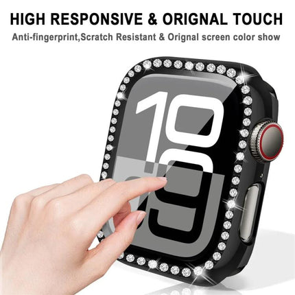 xDfind Single Row Diamond Tempered Glass Film Integrated PC Watch Case, For Apple Watch Series 9 / 8 / 7 45mm, For Apple Watch Series 9 / 8 / 7 41mm, For Apple Watch Series 3 / 2 / 1 38mm, For Apple Watch Series 3 / 2 / 1 42mm - DealBuddy