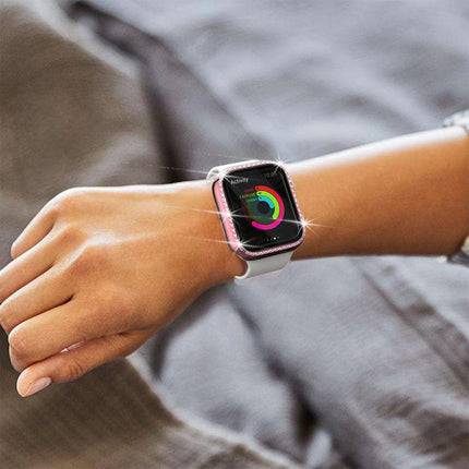 xDfind Single Row Diamond Tempered Glass Film Integrated PC Watch Case, For Apple Watch Series 9 / 8 / 7 45mm, For Apple Watch Series 9 / 8 / 7 41mm, For Apple Watch Series 3 / 2 / 1 38mm, For Apple Watch Series 3 / 2 / 1 42mm - DealBuddy