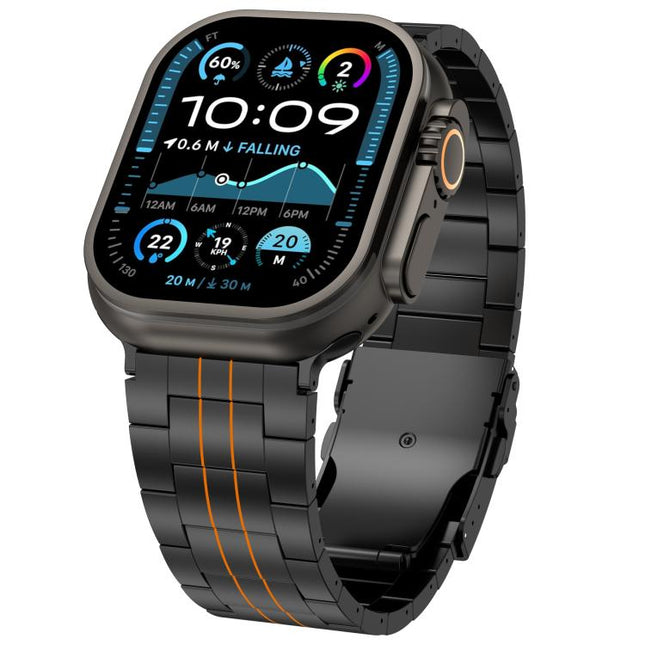 Three-bead Safety Clasp Titanium Alloy Watch Band, For Apple Watch 46mm / 49mm / 45mm / 44mm, For Apple Watch 42mm / 41mm / 40mm / 38mm - DealBuddy