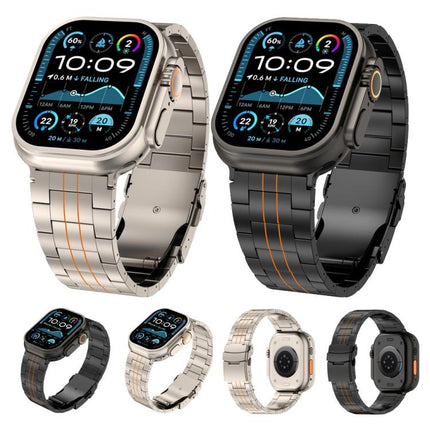 Three-bead Safety Clasp Titanium Alloy Watch Band, For Apple Watch 46mm / 49mm / 45mm / 44mm, For Apple Watch 42mm / 41mm / 40mm / 38mm - DealBuddy