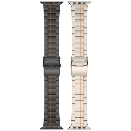 Three-bead Safety Clasp Titanium Alloy Watch Band, For Apple Watch 46mm / 49mm / 45mm / 44mm, For Apple Watch 42mm / 41mm / 40mm / 38mm - DealBuddy