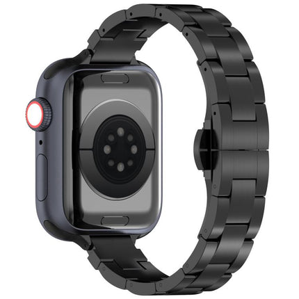 Slim Waist Three-bead Butterfly Buckle Titanium Alloy Watch Band, For Apple Watch 46mm / 49mm / 45mm / 44mm, For Apple Watch 42mm / 41mm / 40mm / 38mm - DealBuddy
