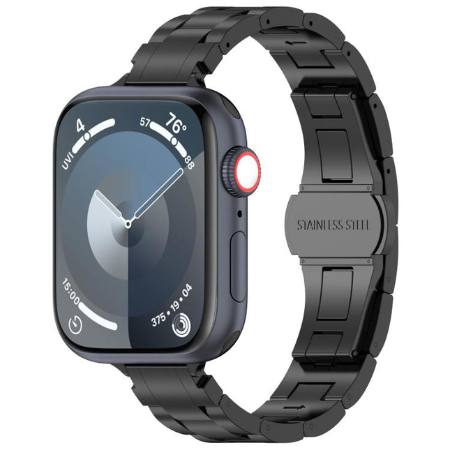 Slim Waist Three-bead Butterfly Buckle Titanium Alloy Watch Band, For Apple Watch 46mm / 49mm / 45mm / 44mm, For Apple Watch 42mm / 41mm / 40mm / 38mm - DealBuddy