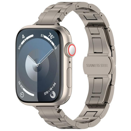 Slim Waist Three-bead Butterfly Buckle Titanium Alloy Watch Band, For Apple Watch 46mm / 49mm / 45mm / 44mm, For Apple Watch 42mm / 41mm / 40mm / 38mm - DealBuddy
