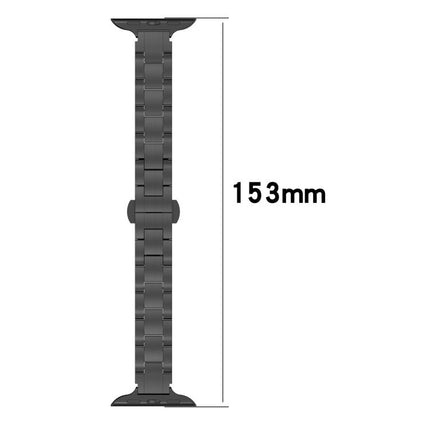 Slim Waist Three-bead Butterfly Buckle Titanium Alloy Watch Band, For Apple Watch 46mm / 49mm / 45mm / 44mm, For Apple Watch 42mm / 41mm / 40mm / 38mm - DealBuddy