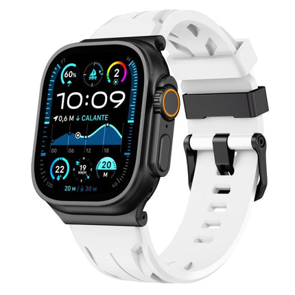Black Pin Buckle Silicone Watch Band, For Apple Watch 46mm / 49mm / 45mm / 44mm, For Apple Watch 42mm / 41mm / 40mm / 38mm - DealBuddy