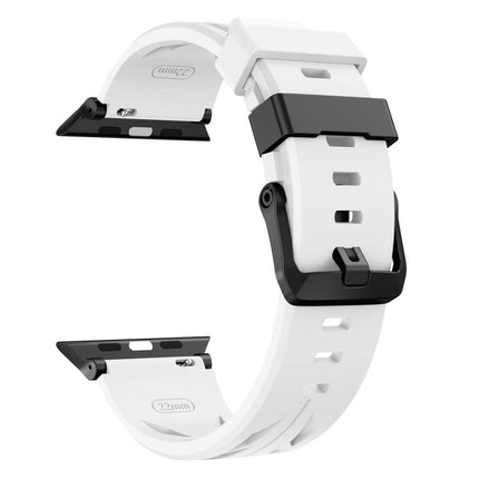 Black Pin Buckle Silicone Watch Band, For Apple Watch 46mm / 49mm / 45mm / 44mm, For Apple Watch 42mm / 41mm / 40mm / 38mm - DealBuddy