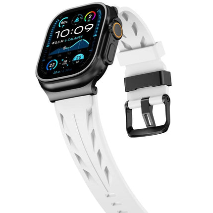 Black Pin Buckle Silicone Watch Band, For Apple Watch 46mm / 49mm / 45mm / 44mm, For Apple Watch 42mm / 41mm / 40mm / 38mm - DealBuddy