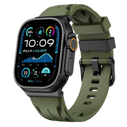 Black Pin Buckle Silicone Watch Band, For Apple Watch 46mm / 49mm / 45mm / 44mm, For Apple Watch 42mm / 41mm / 40mm / 38mm - DealBuddy