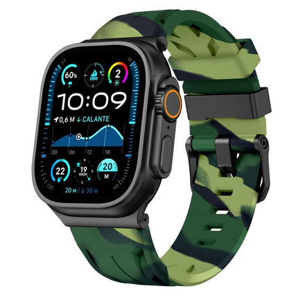 Black Pin Buckle Silicone Watch Band, For Apple Watch 46mm / 49mm / 45mm / 44mm, For Apple Watch 42mm / 41mm / 40mm / 38mm - DealBuddy