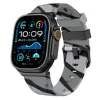 For Apple Watch 42mm / 41mm / 40mm / 38mm / Black Grey Camouflage