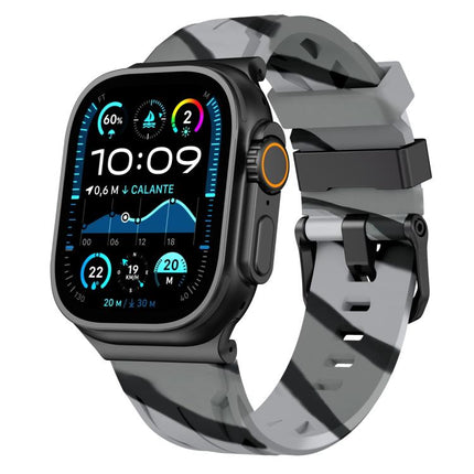 Black Pin Buckle Silicone Watch Band, For Apple Watch 46mm / 49mm / 45mm / 44mm, For Apple Watch 42mm / 41mm / 40mm / 38mm - DealBuddy