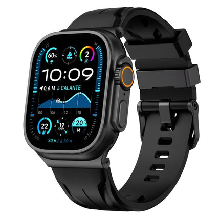 Black Pin Buckle Silicone Watch Band, For Apple Watch 46mm / 49mm / 45mm / 44mm, For Apple Watch 42mm / 41mm / 40mm / 38mm - DealBuddy