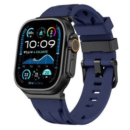 Black Pin Buckle Silicone Watch Band, For Apple Watch 46mm / 49mm / 45mm / 44mm, For Apple Watch 42mm / 41mm / 40mm / 38mm - DealBuddy