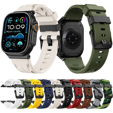 Black Pin Buckle Silicone Watch Band, For Apple Watch 46mm / 49mm / 45mm / 44mm, For Apple Watch 42mm / 41mm / 40mm / 38mm - DealBuddy
