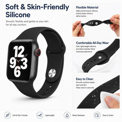 5 Pack xDfind Solid Color Silicone Sports Watch Band, For Apple Watch 42 / 44 / 45 / 46 / 49mm, For Apple Watch 38 / 40 / 41 / S11 42mm - DealBuddy