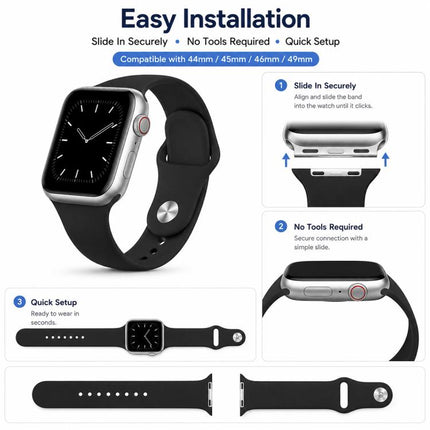 5 Pack xDfind Solid Color Silicone Sports Watch Band, For Apple Watch 42 / 44 / 45 / 46 / 49mm, For Apple Watch 38 / 40 / 41 / S11 42mm - DealBuddy