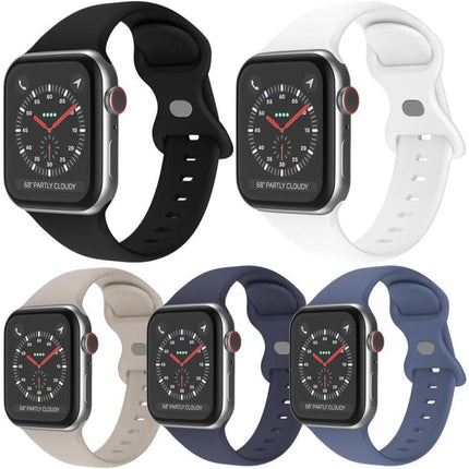 5 Pack xDfind Butterfly Buckle Silicone Watch Band, For Apple Watch 42 / 44 / 45 / 46 / 49mm, For Apple Watch 38 / 40 / 41 / S11 42mm - DealBuddy