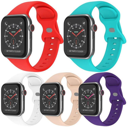 5 Pack xDfind Butterfly Buckle Silicone Watch Band, For Apple Watch 42 / 44 / 45 / 46 / 49mm, For Apple Watch 38 / 40 / 41 / S11 42mm - DealBuddy