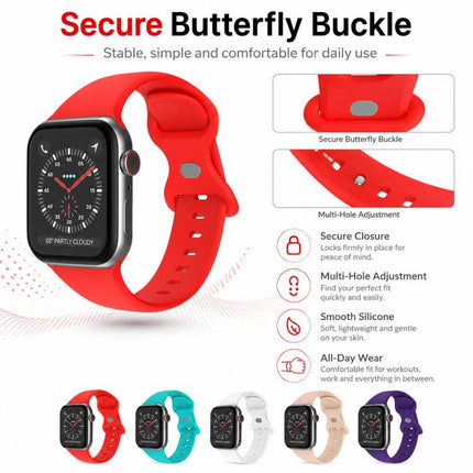 5 Pack xDfind Butterfly Buckle Silicone Watch Band, For Apple Watch 42 / 44 / 45 / 46 / 49mm, For Apple Watch 38 / 40 / 41 / S11 42mm - DealBuddy