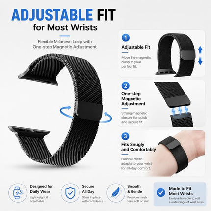 5 Pack xDfind Milanese Loop Magnetic Metal Watch Band, For Apple Watch 42 / 44 / 45 / 46 / 49mm, For Apple Watch 38 / 40 / 41 / S11 42mm - DealBuddy
