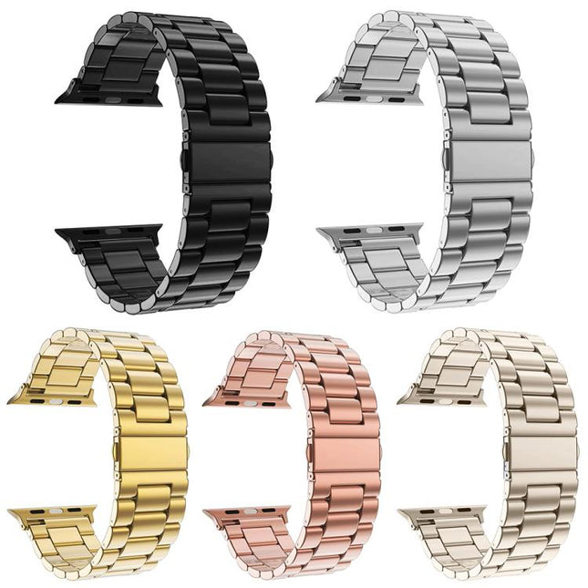 5 Pack xDfind Three Beads Fold Buckle Stainless Steel Watch Band, For Apple Watch 42 / 44 / 45 / 46 / 49mm, For Apple Watch 38 / 40 / 41 / S11 42mm - DealBuddy