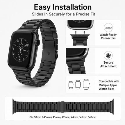 5 Pack xDfind Three Beads Fold Buckle Stainless Steel Watch Band, For Apple Watch 42 / 44 / 45 / 46 / 49mm, For Apple Watch 38 / 40 / 41 / S11 42mm - DealBuddy