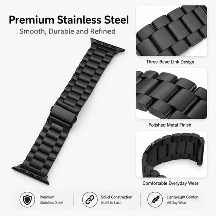5 Pack xDfind Three Beads Fold Buckle Stainless Steel Watch Band, For Apple Watch 42 / 44 / 45 / 46 / 49mm, For Apple Watch 38 / 40 / 41 / S11 42mm - DealBuddy