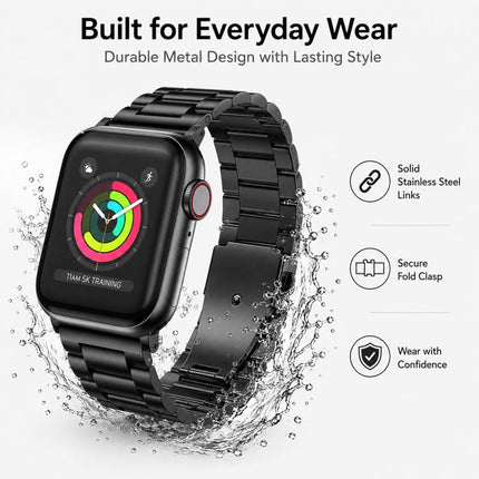 5 Pack xDfind Three Beads Fold Buckle Stainless Steel Watch Band, For Apple Watch 42 / 44 / 45 / 46 / 49mm, For Apple Watch 38 / 40 / 41 / S11 42mm - DealBuddy