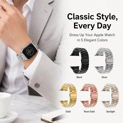 5 Pack xDfind Three Beads Fold Buckle Stainless Steel Watch Band, For Apple Watch 42 / 44 / 45 / 46 / 49mm, For Apple Watch 38 / 40 / 41 / S11 42mm - DealBuddy