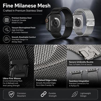 5 Pack xDfind Umbrella Buckle Milanese + Butterfly Buckle Mixed Watch Band, For Apple Watch 42 / 44 / 45 / 46 / 49mm, For Apple Watch 38 / 40 / 41 / S11 42mm - DealBuddy